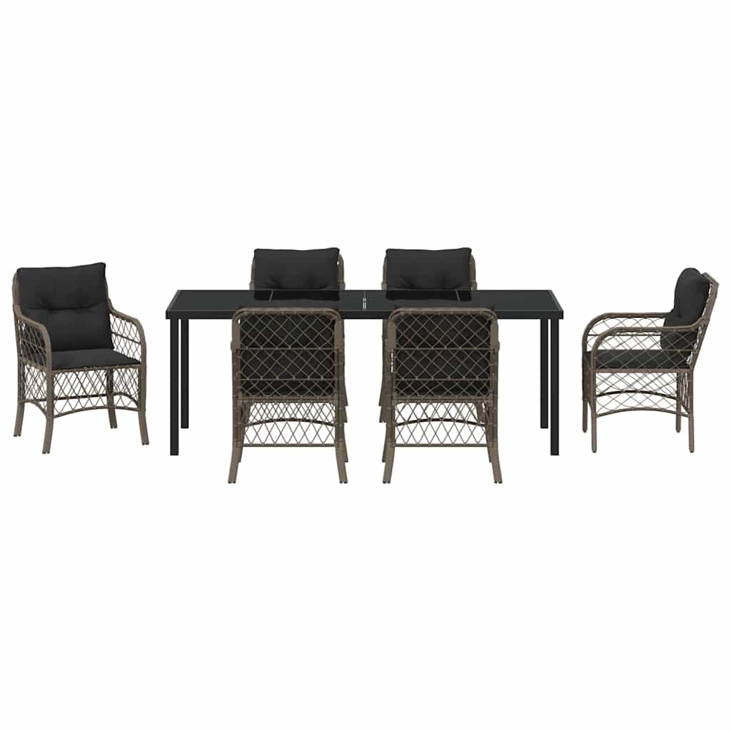 Have Spisebordssæt med pude 7 pcs Grå polyrattan