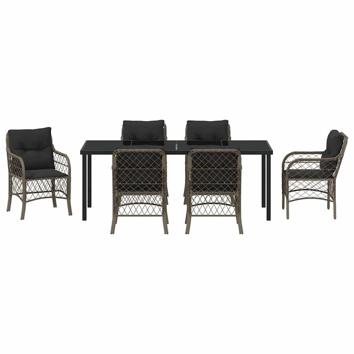 Have Spisebordssæt med pude 7 pcs Grå polyrattan