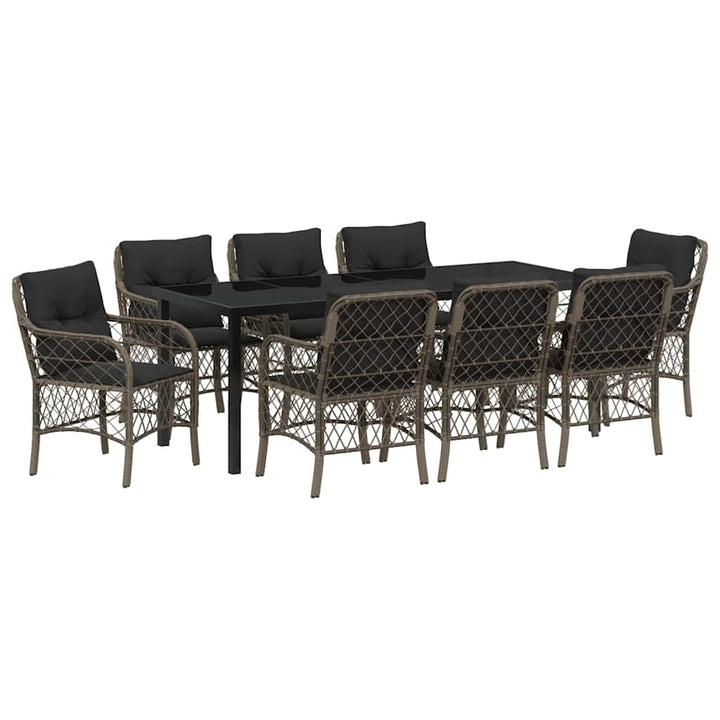 Have Spisebordssæt med pude 9 pcs Grå polyrattan