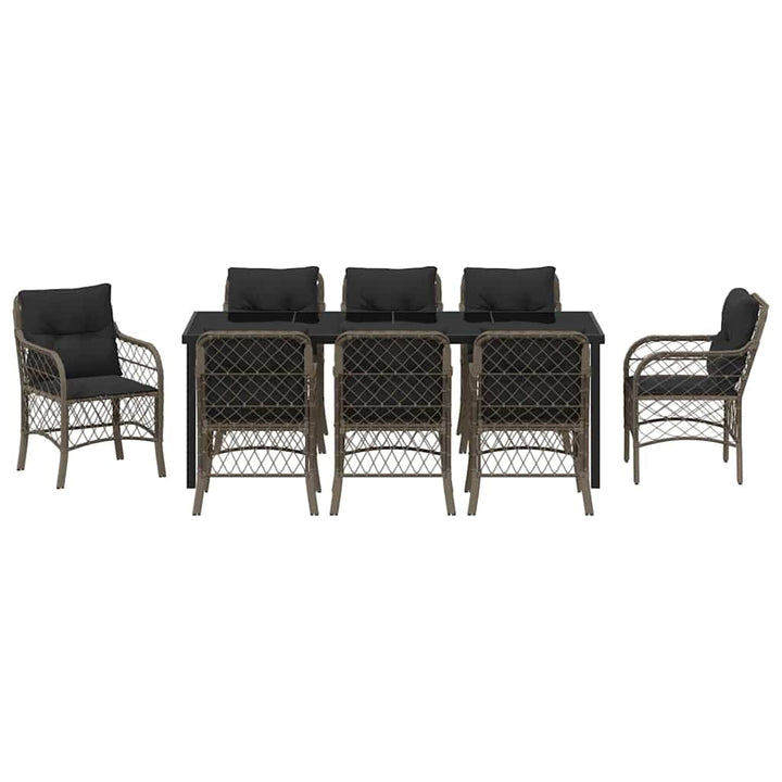 Have Spisebordssæt med pude 9 pcs Grå polyrattan