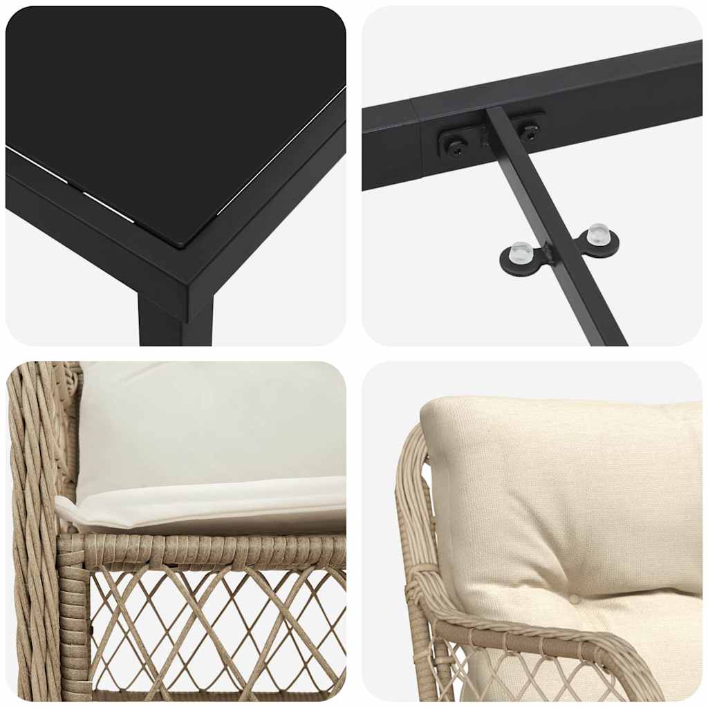 Have Spisebordssæt med pude 3 pcs Beige polyrattan