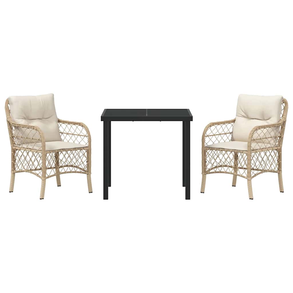 Have Spisebordssæt med pude 3 pcs Beige polyrattan