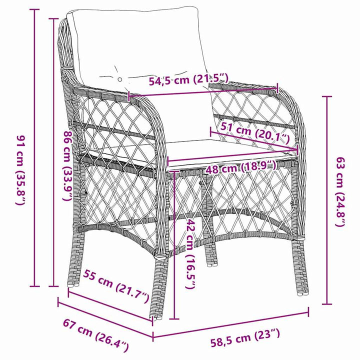 Have Spisebordssæt med pude 3 pcs Beige polyrattan