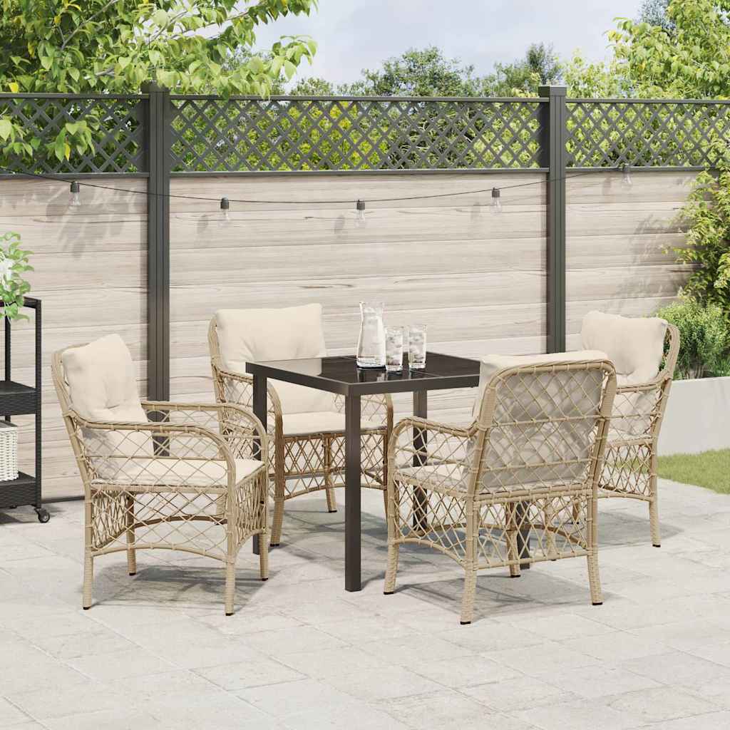 Have Spisebordssæt med pude 5 pcs Beige polyrattan