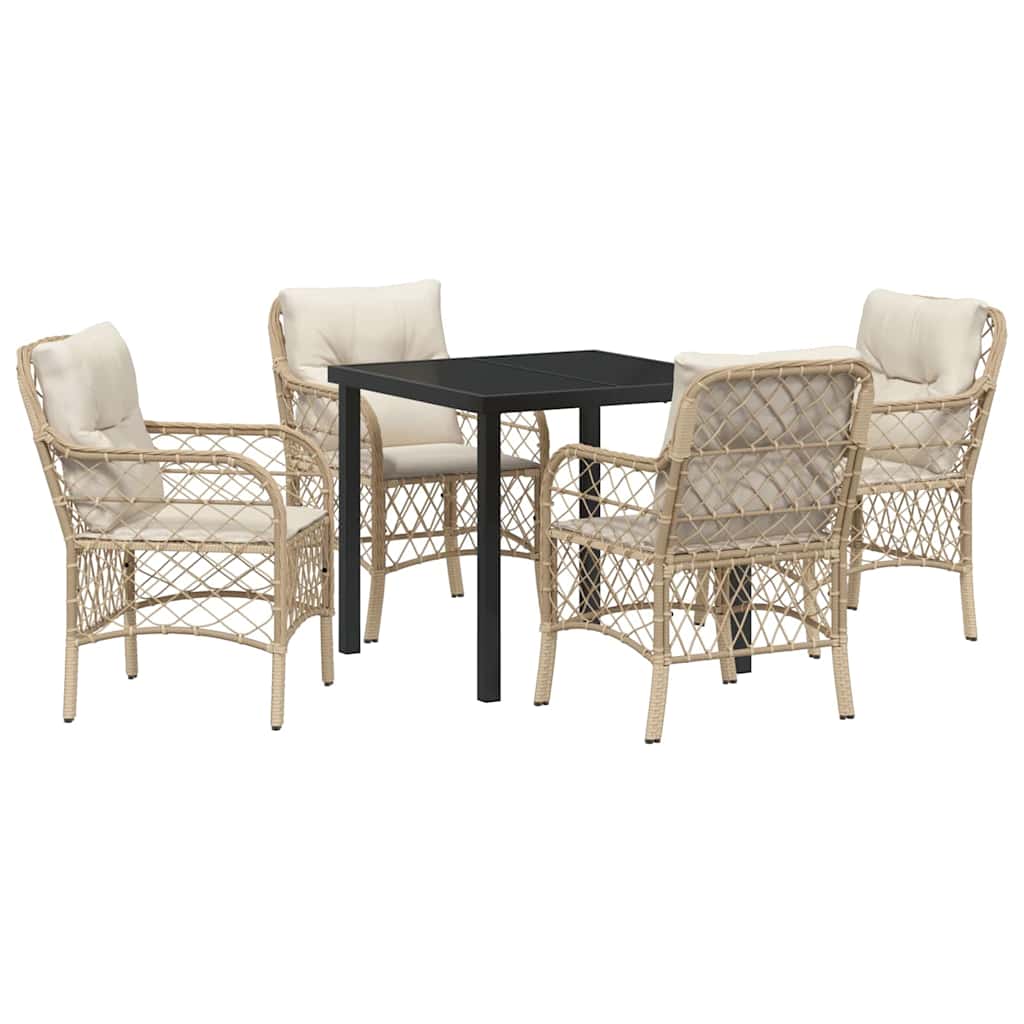 Have Spisebordssæt med pude 5 pcs Beige polyrattan