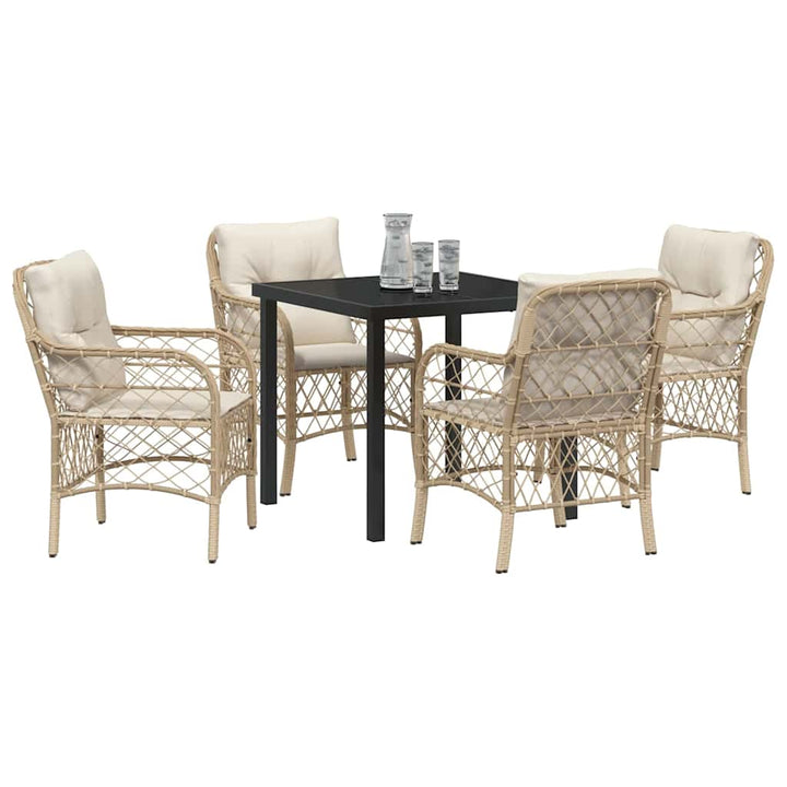 Have Spisebordssæt med pude 5 pcs Beige polyrattan