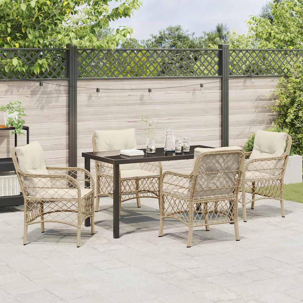 Have Spisebordssæt med pude 5 pcs Beige polyrattan