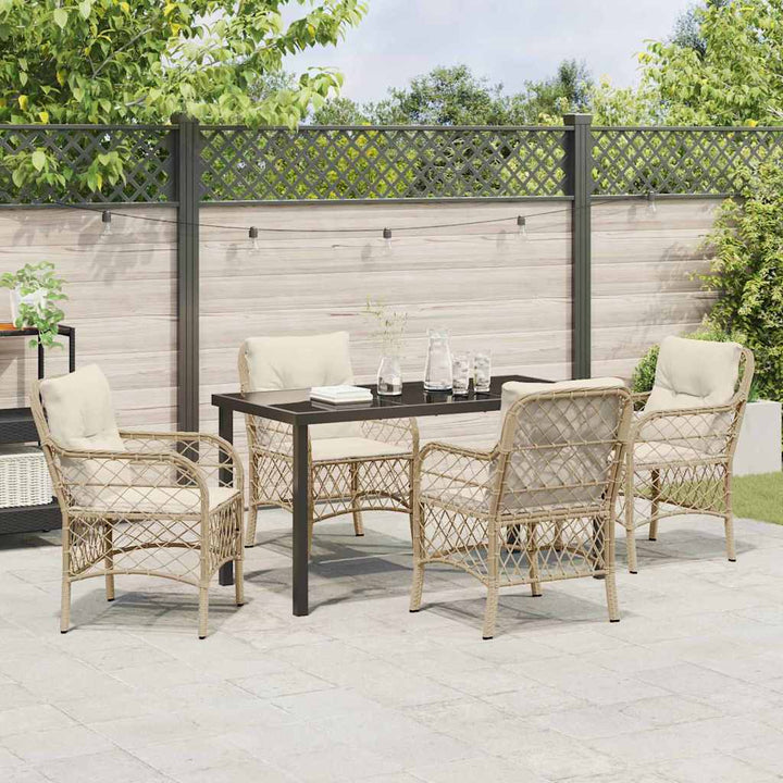 Have Spisebordssæt med pude 5 pcs Beige polyrattan