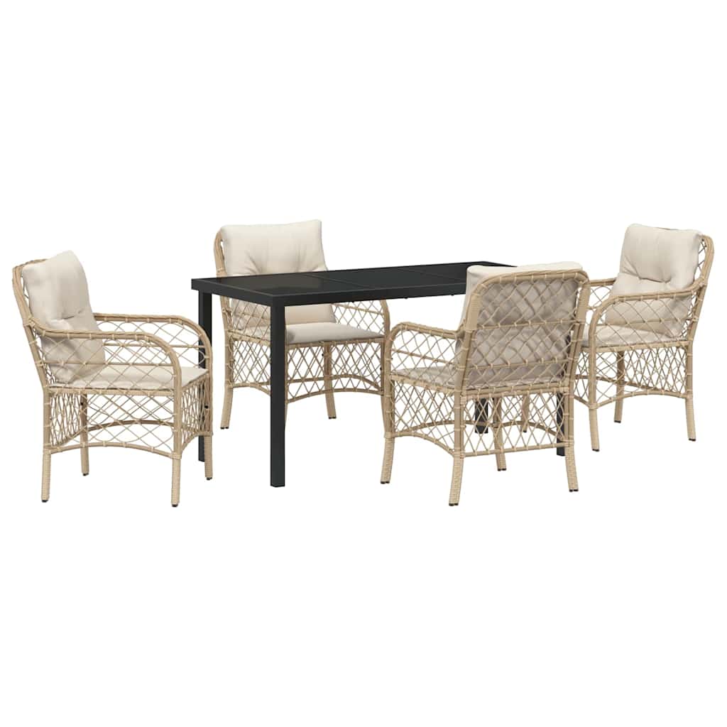 Have Spisebordssæt med pude 5 pcs Beige polyrattan