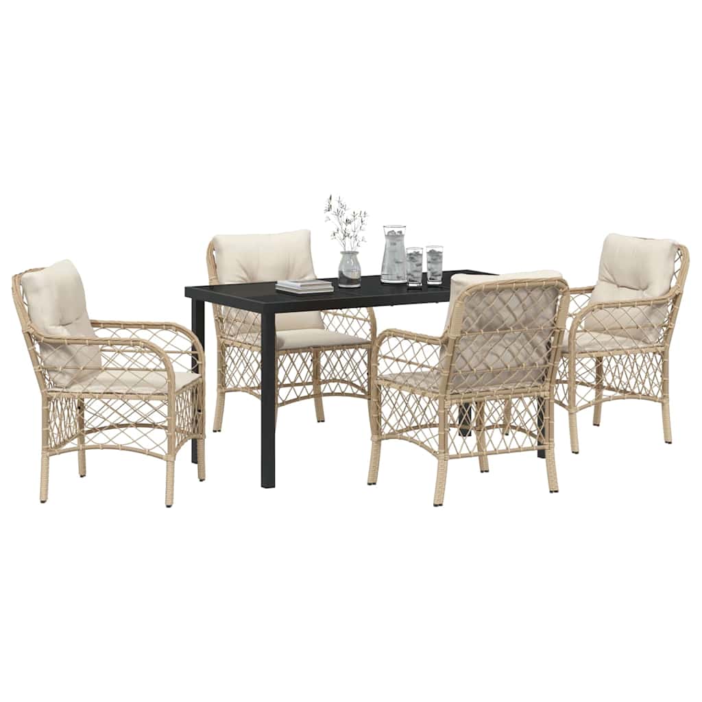 Have Spisebordssæt med pude 5 pcs Beige polyrattan