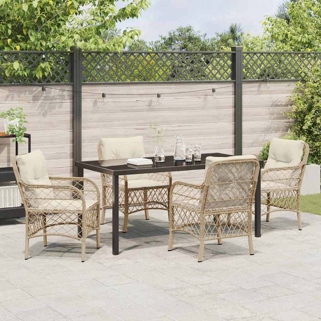 Have Spisebordssæt med pude 5 pcs Beige polyrattan