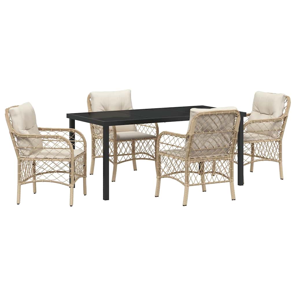 Have Spisebordssæt med pude 5 pcs Beige polyrattan
