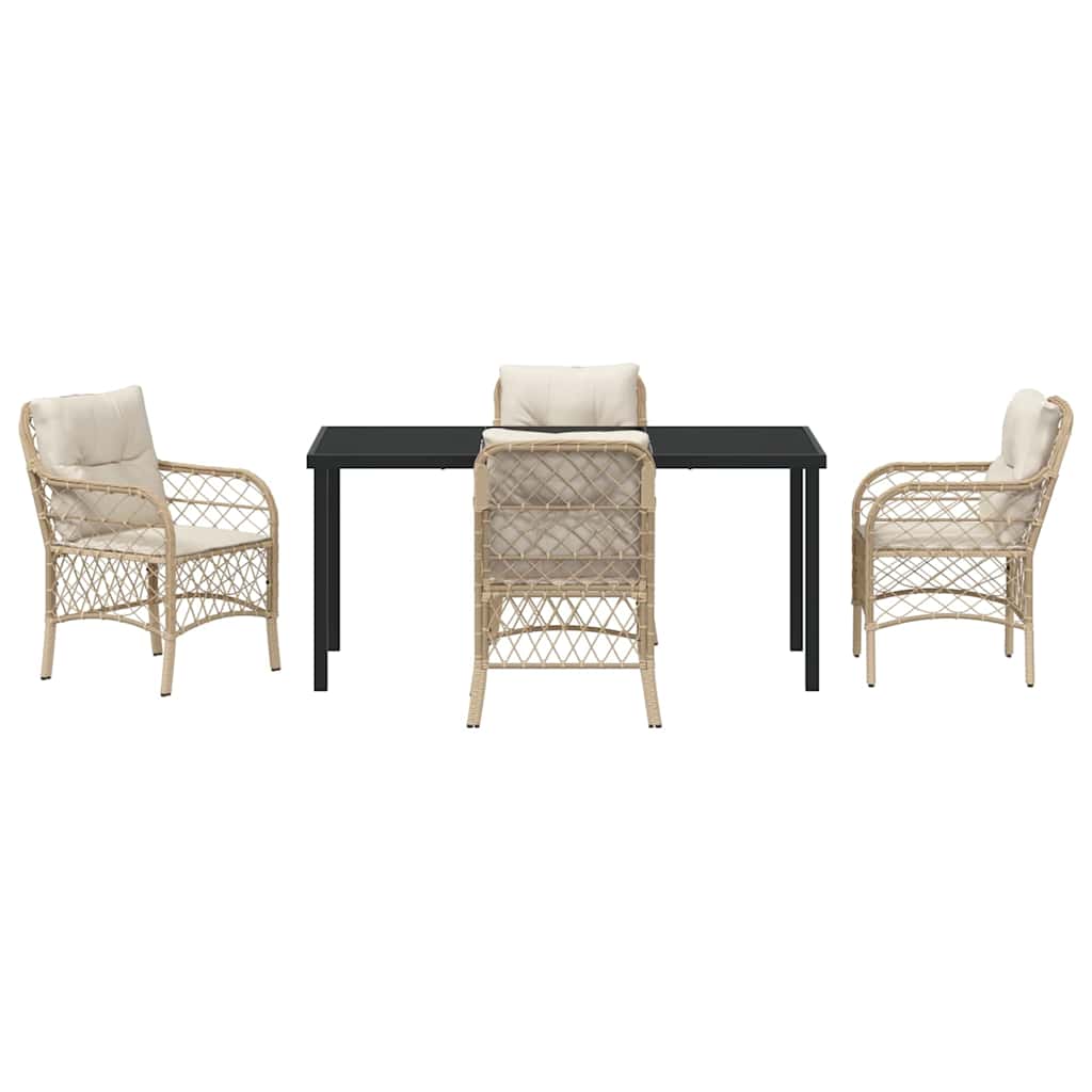 Have Spisebordssæt med pude 5 pcs Beige polyrattan