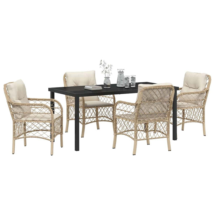 Have Spisebordssæt med pude 5 pcs Beige polyrattan