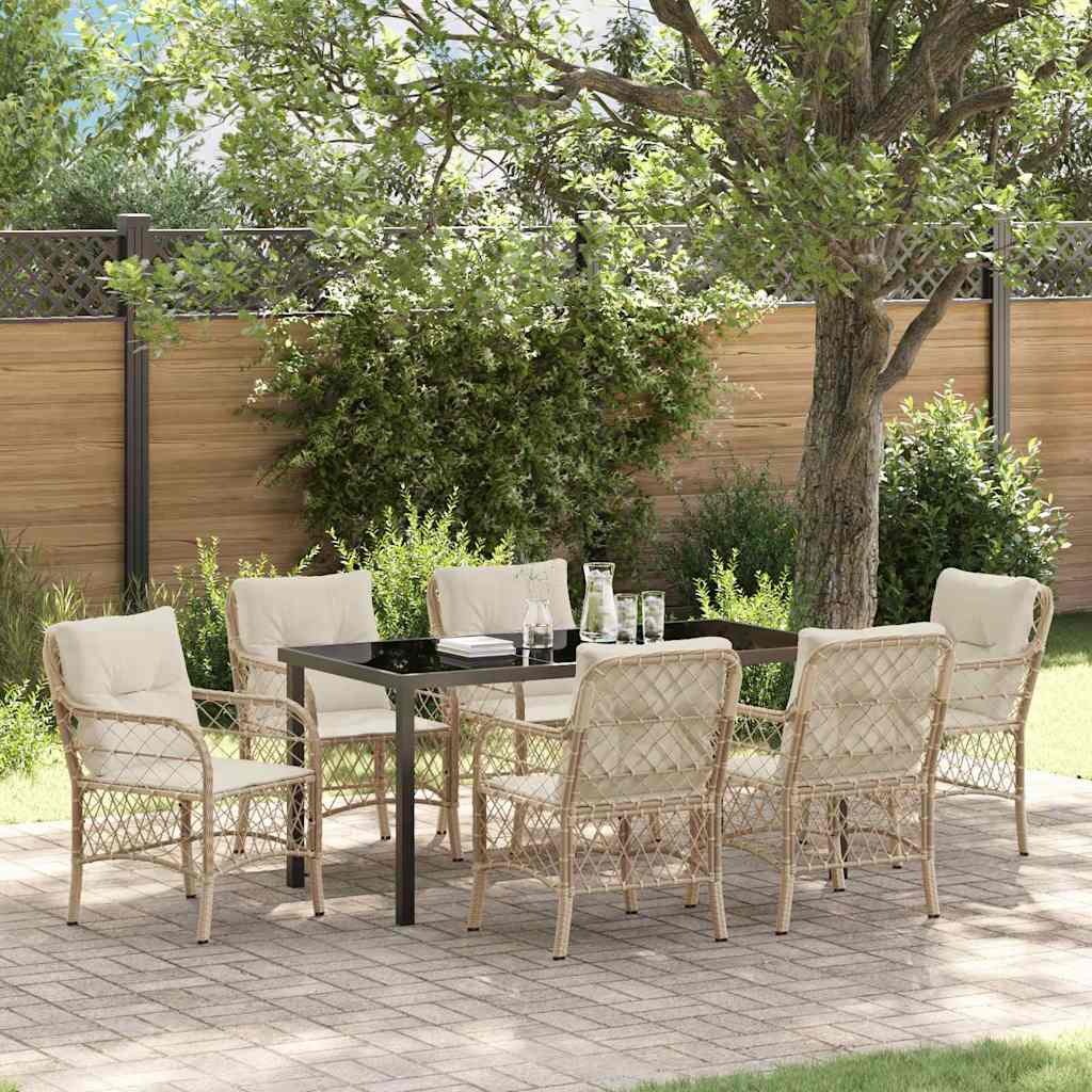 Have Spisebordssæt med pude 7 pcs Beige polyrattan