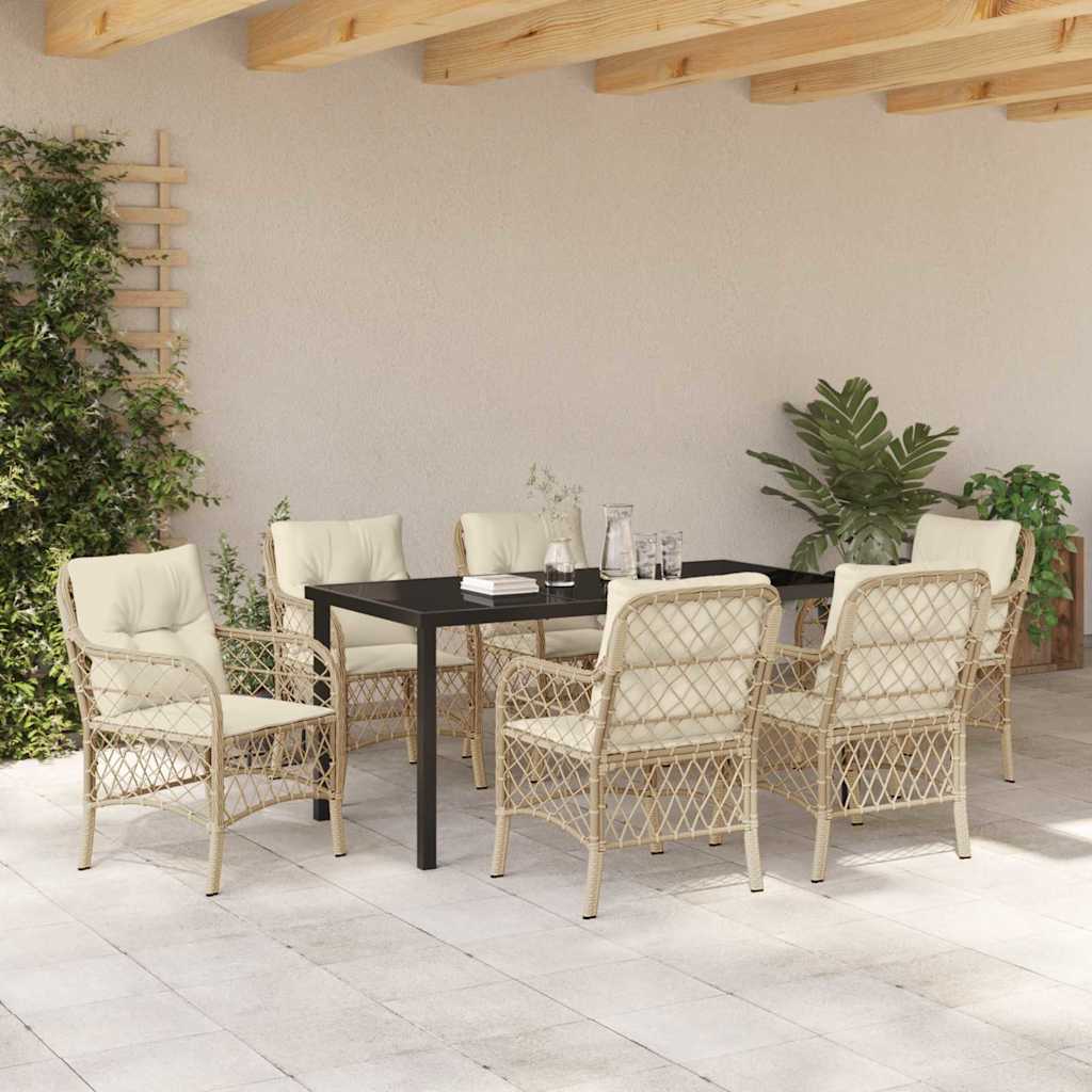 Have Spisebordssæt med pude 7 pcs Beige polyrattan