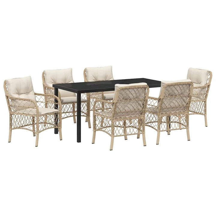 Have Spisebordssæt med pude 7 pcs Beige polyrattan