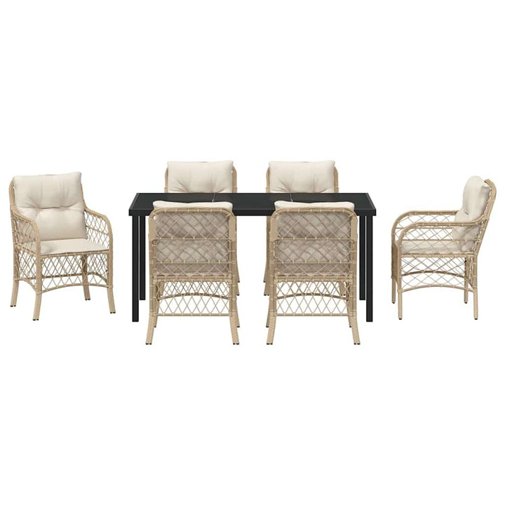 Have Spisebordssæt med pude 7 pcs Beige polyrattan