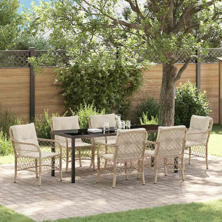 Have Spisebordssæt med pude 7 pcs Beige polyrattan