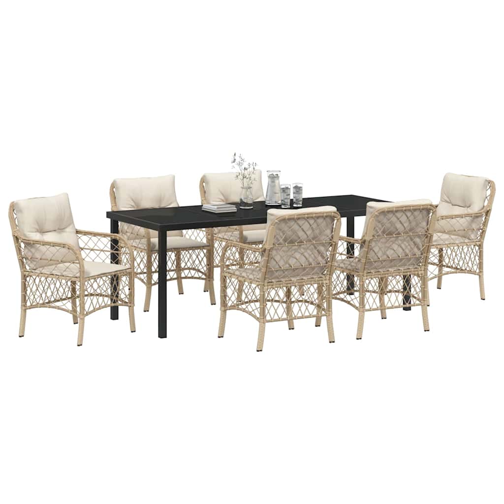 Have Spisebordssæt med pude 7 pcs Beige polyrattan