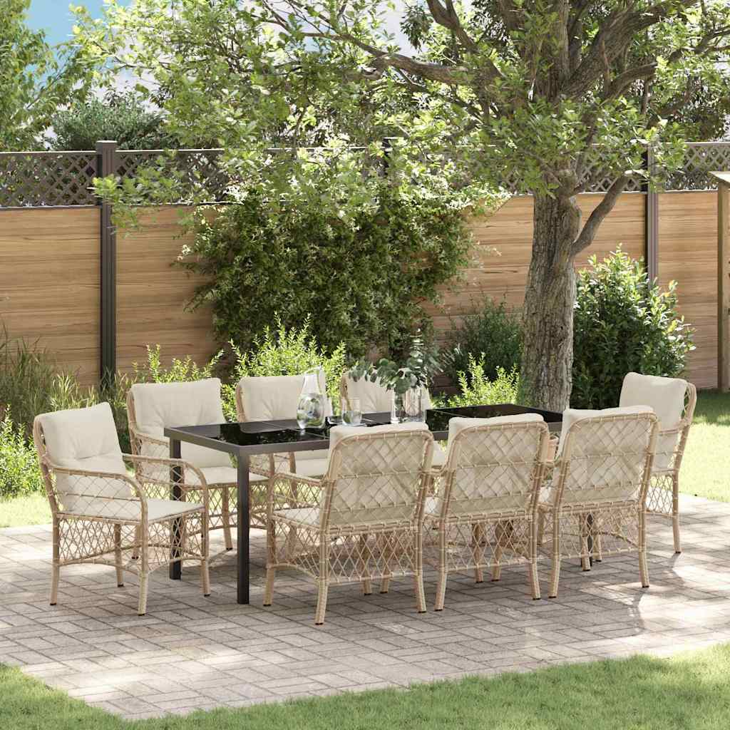 Have Spisebordssæt med pude 9 pcs Beige polyrattan