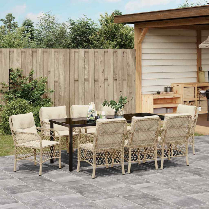 Have Spisebordssæt med pude 9 pcs Beige polyrattan
