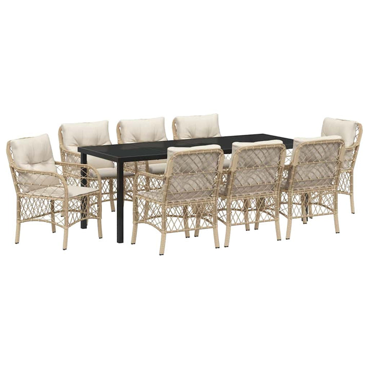 Have Spisebordssæt med pude 9 pcs Beige polyrattan