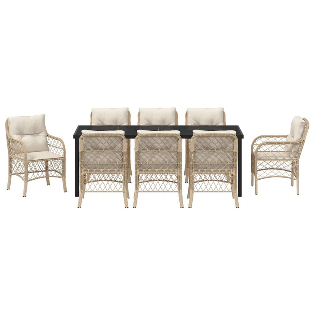 Have Spisebordssæt med pude 9 pcs Beige polyrattan