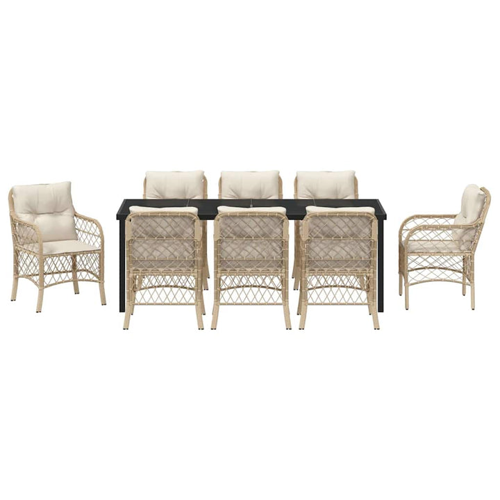 Have Spisebordssæt med pude 9 pcs Beige polyrattan