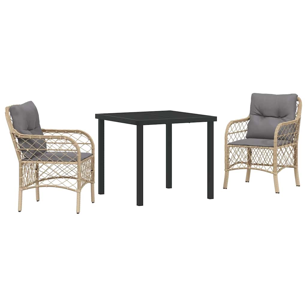 Have Spisebordssæt med pude 3 pcs Beige polyrattan