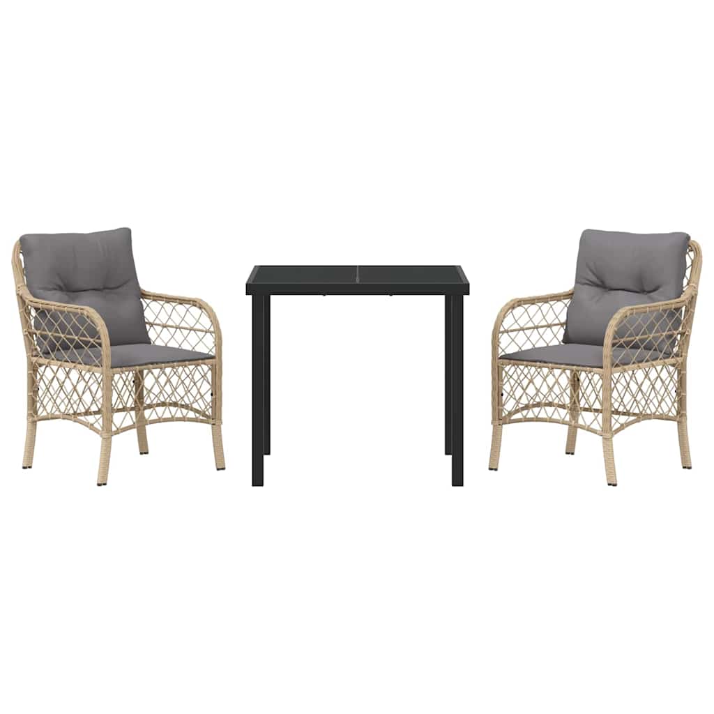 Have Spisebordssæt med pude 3 pcs Beige polyrattan