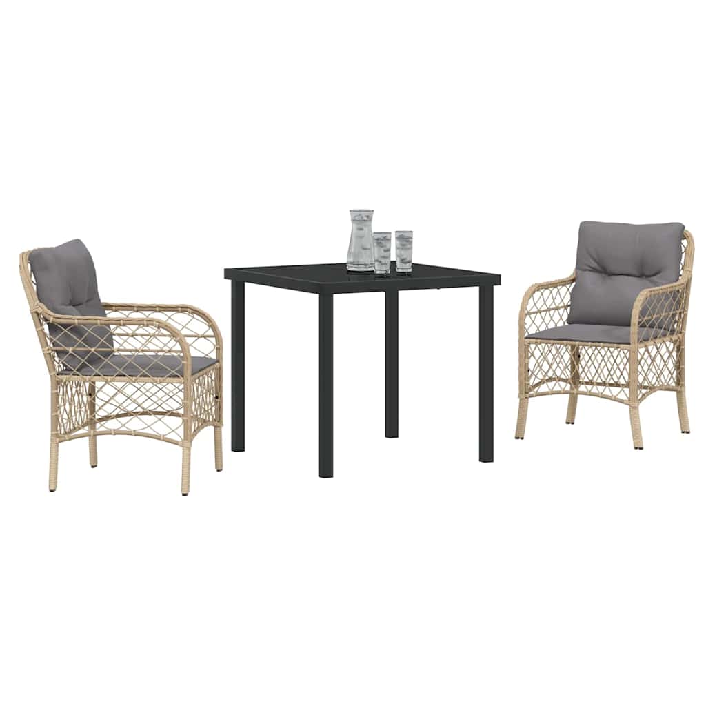 Have Spisebordssæt med pude 3 pcs Beige polyrattan