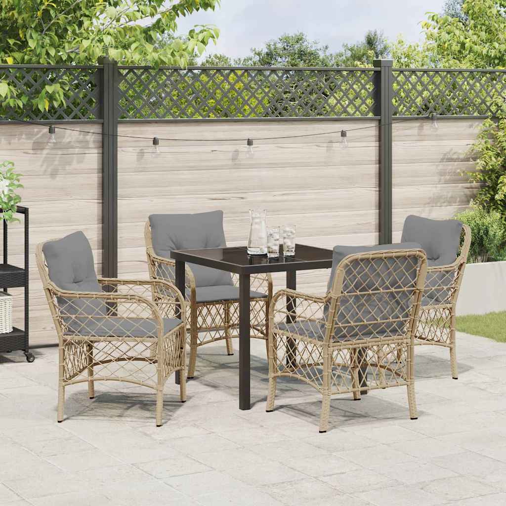 Have Spisebordssæt med pude 5 pcs Beige polyrattan