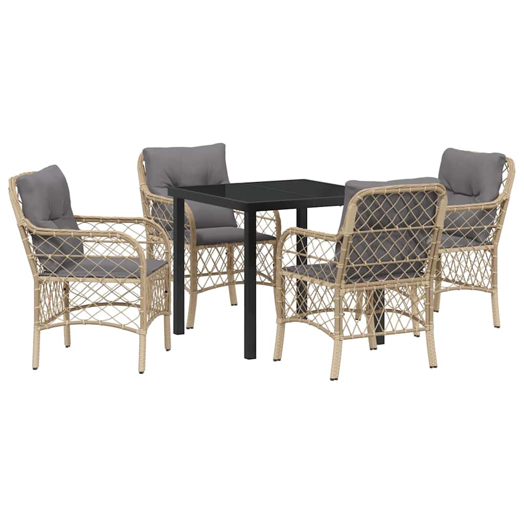 Have Spisebordssæt med pude 5 pcs Beige polyrattan