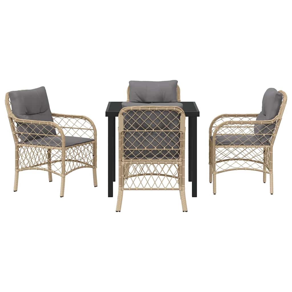 Have Spisebordssæt med pude 5 pcs Beige polyrattan