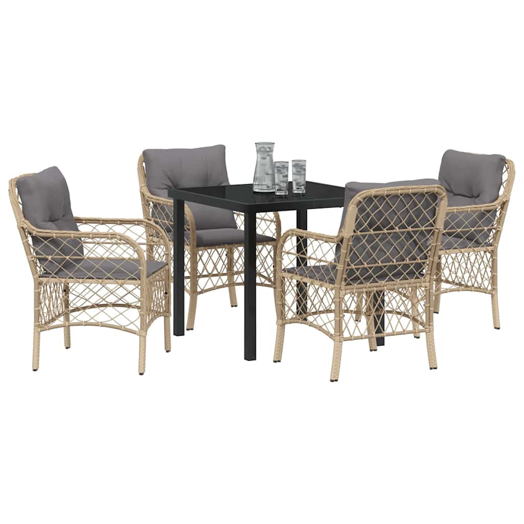 Have Spisebordssæt med pude 5 pcs Beige polyrattan