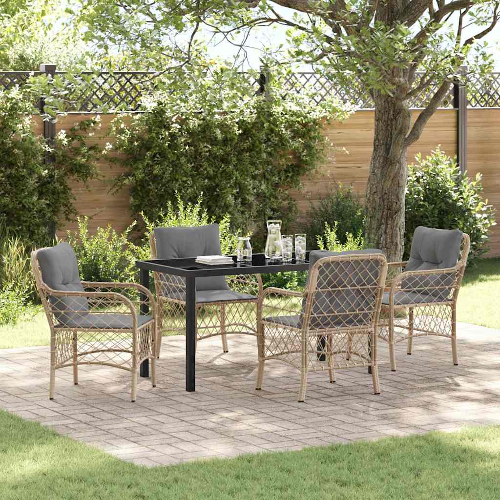Have Spisebordssæt med pude 5 pcs Beige polyrattan