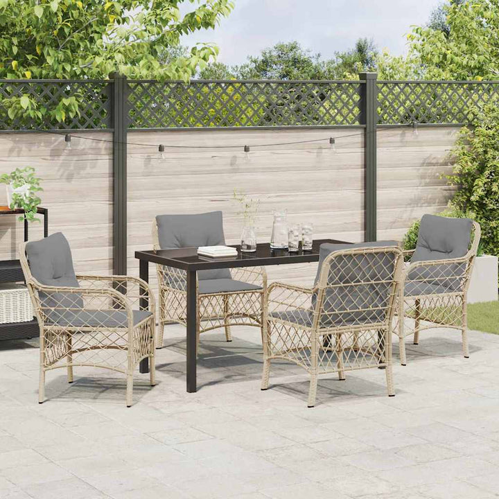 Have Spisebordssæt med pude 5 pcs Beige polyrattan