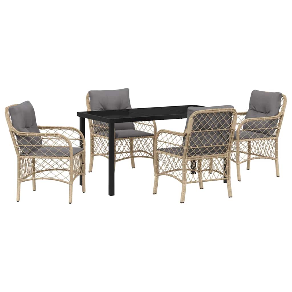 Have Spisebordssæt med pude 5 pcs Beige polyrattan