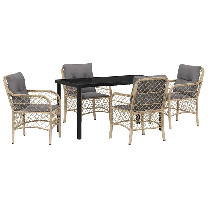 Have Spisebordssæt med pude 5 pcs Beige polyrattan