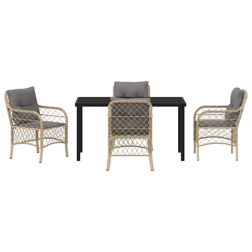 Have Spisebordssæt med pude 5 pcs Beige polyrattan