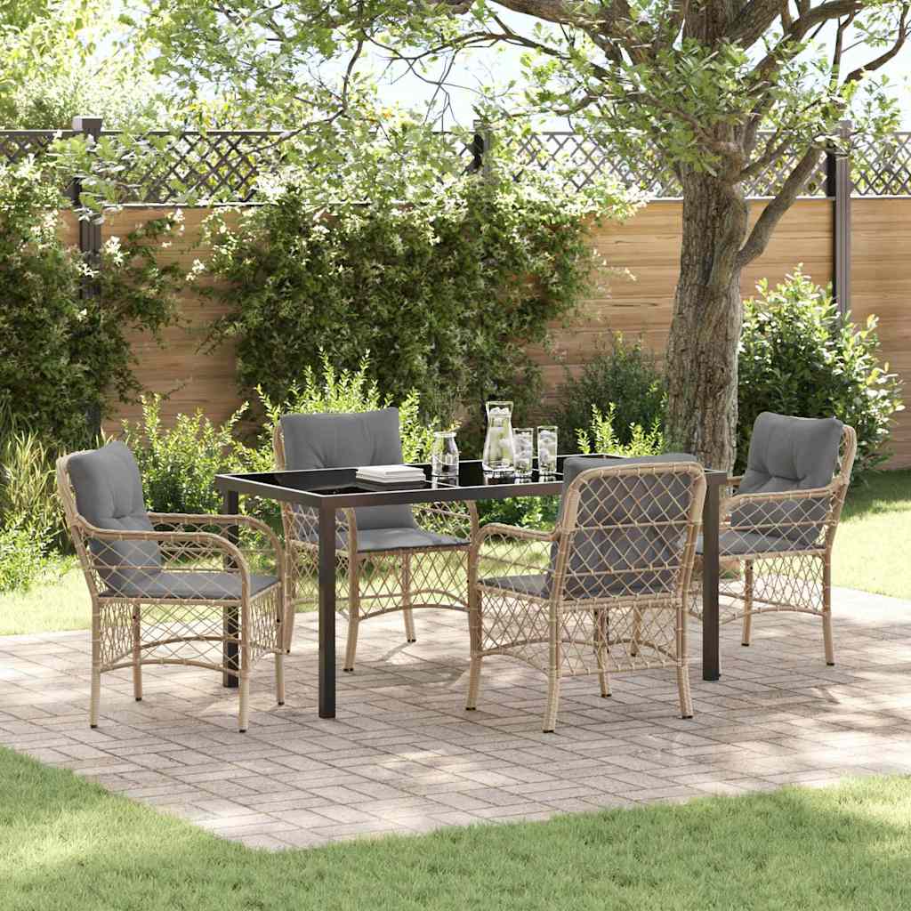 Have Spisebordssæt med pude 5 pcs Beige polyrattan