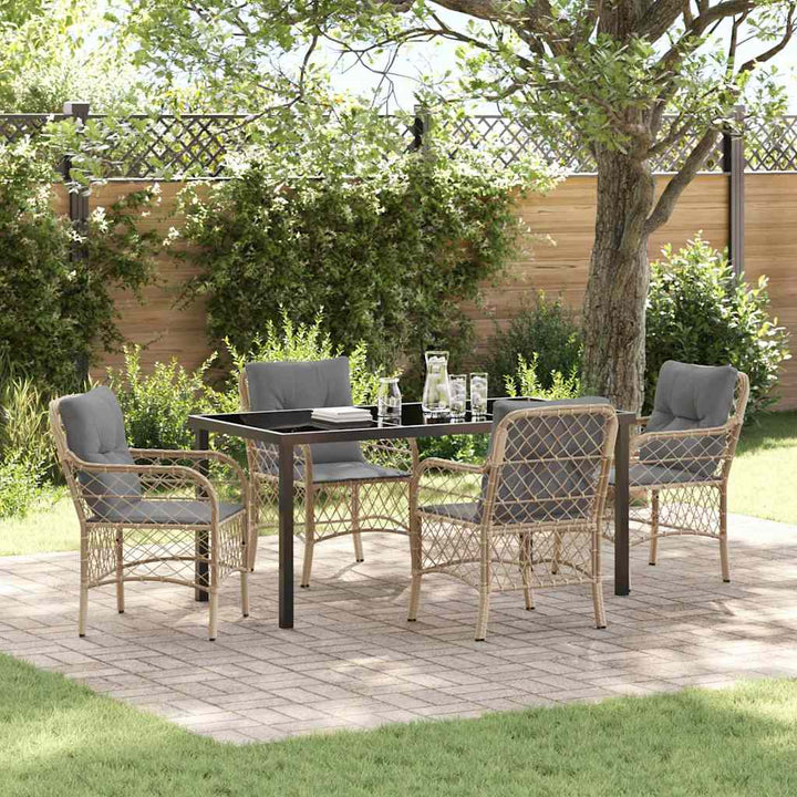 Have Spisebordssæt med pude 5 pcs Beige polyrattan