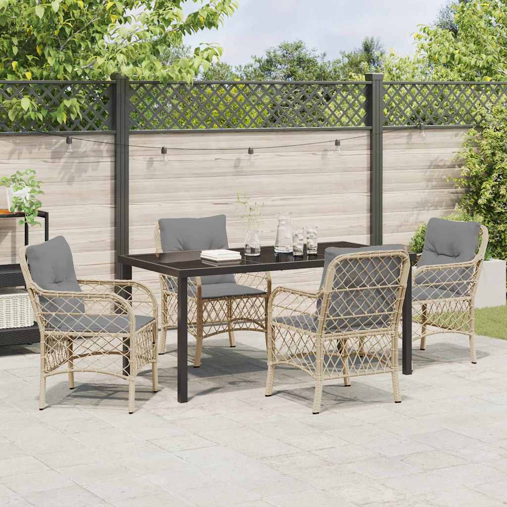 Have Spisebordssæt med pude 5 pcs Beige polyrattan