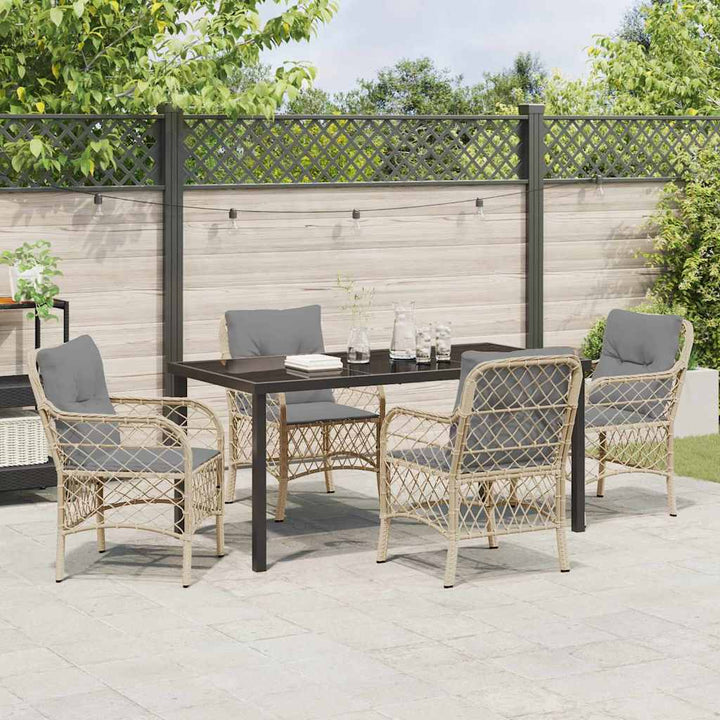 Have Spisebordssæt med pude 5 pcs Beige polyrattan