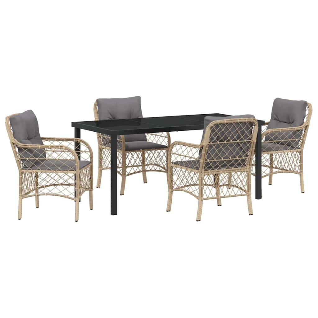 Have Spisebordssæt med pude 5 pcs Beige polyrattan
