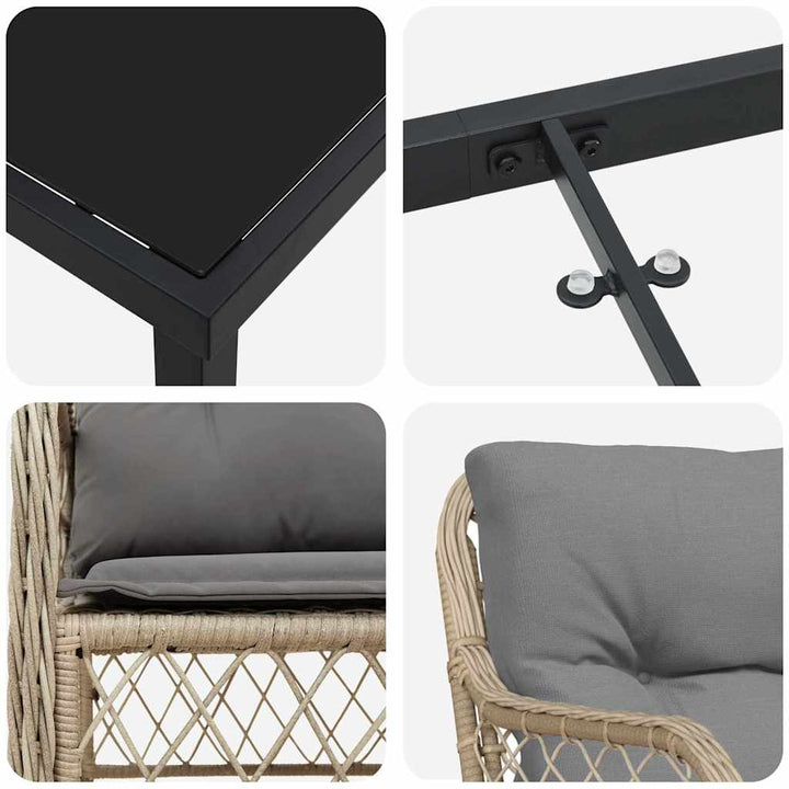 Have Spisebordssæt med pude 7 pcs Beige polyrattan