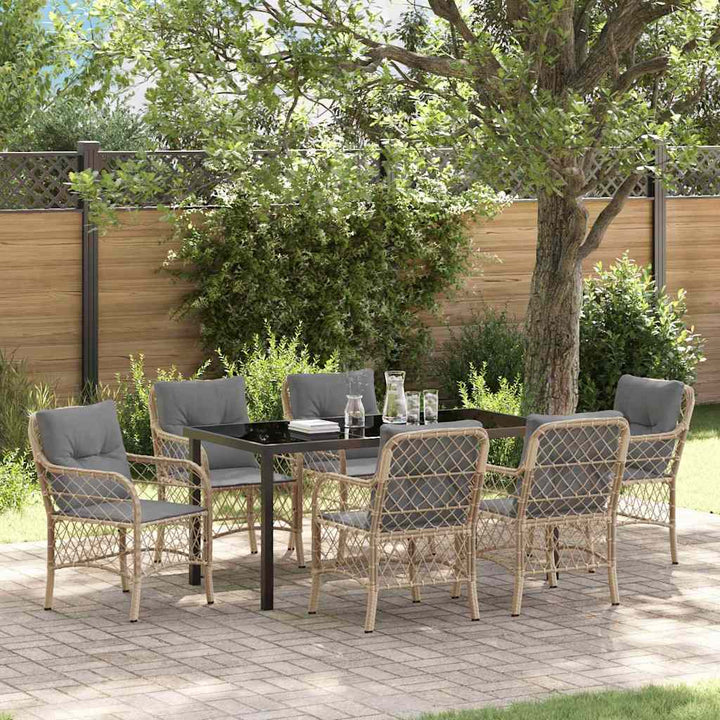 Have Spisebordssæt med pude 7 pcs Beige polyrattan