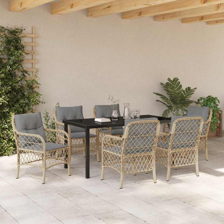 Have Spisebordssæt med pude 7 pcs Beige polyrattan