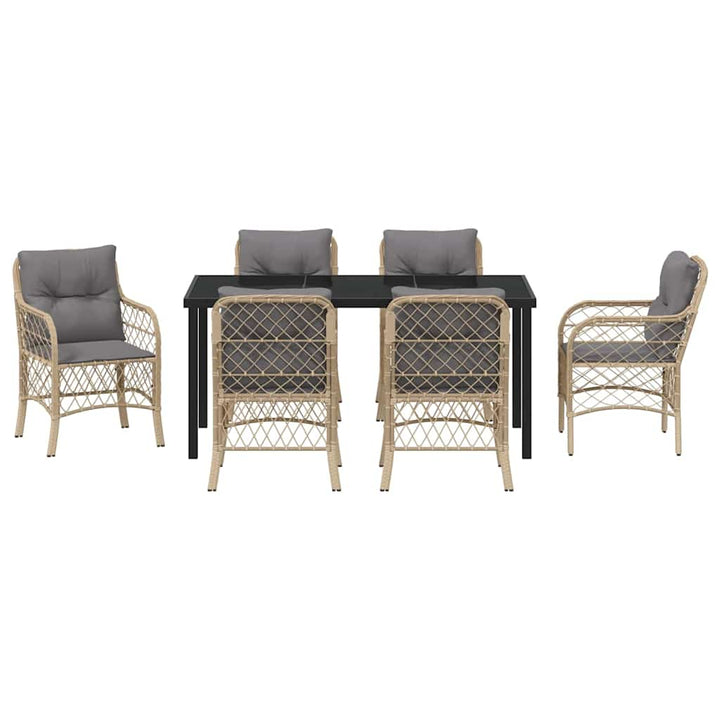 Have Spisebordssæt med pude 7 pcs Beige polyrattan